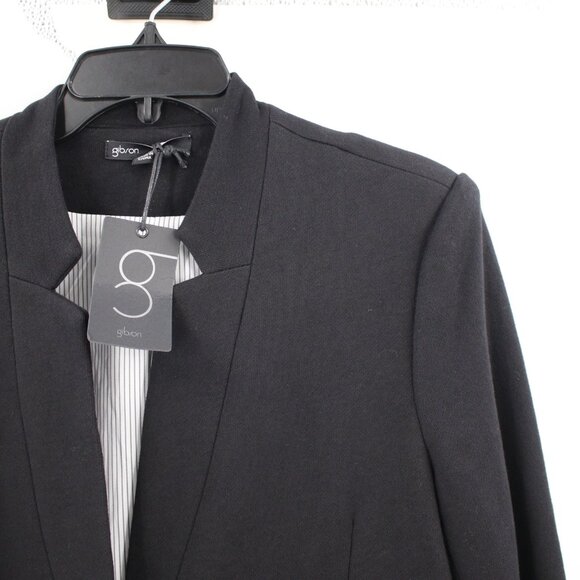 NWT Gibson Blazer Women's large Notch Collar One Button Black Cotton Blend work - Picture 2 of 12